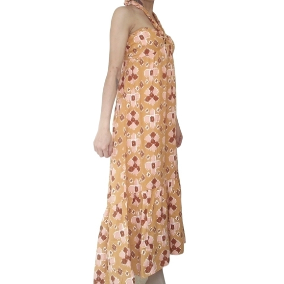 Aerie Yellow Pink Boho Halter Maxi Dress Small NWT - Picture 3 of 4